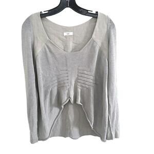 CREA CONCEPT Boho Greige Linen Blend Knit Cropped Front Sweater - 44 (L/XL)